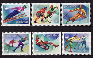 Польша, 1976, Зимняя Олимпиада Инсбрук, Хоккей, Биатлон, 6 марок